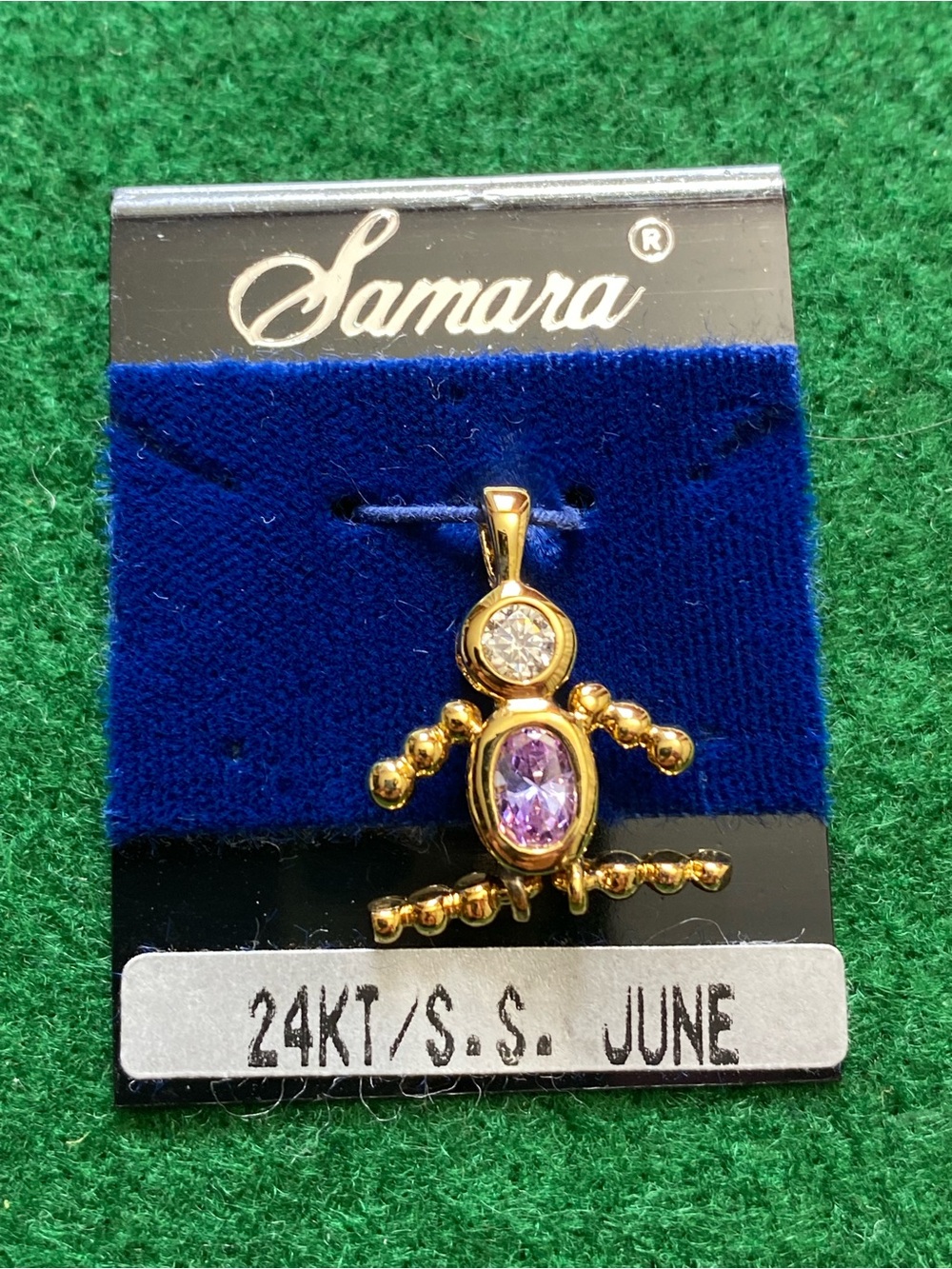 24k Gold over sterling June birthstone pendant charm